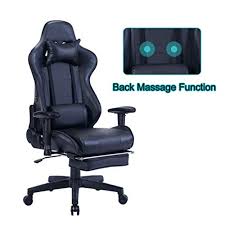 Healgen Back Massage Gaming Chair With Footrest Pc Computer Video Game Racing Gamer Chair High Back Reclining Executive Ergonomic Desk Office Chair With Headrest Lumbar Support Cushion Gm002 Black Gaming Chairs Reviews