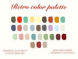 The procreate fonts are eina, impact, and jack armstrong bb. Retro Color Procreate Color Palette Graphic By Centtaro Product Creative Fabrica