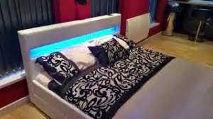 The floating platform bed is under light by led lights to give a glowing and floating look. Exclusive To Harmin Led Storage Music Bluetooth Bed Youtube