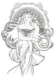 Coloring pages are no longer just for children. Art Nouveau Style 5 Art Nouveau Illustration Art Deco Artwork Art