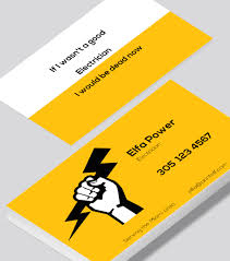 Illustrated electrician with giant plug business card. Electrician Business Card Modern Design