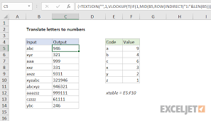 Latin decem and greek deka, all meaning ten, the tenth number. Excel Formula Translate Letters To Numbers Exceljet