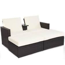 Then, add some cozy vibes by hanging lights over the corner patio chair. Unbranded 2 Piece Rattan Wicker Outdoor Chaise Lounge Chair Patio Double Lying Bed Loveseat Op3424 The Home Depot Wicker Chaise Lounge Outdoor Chaise Lounge Outdoor Chaise Lounge Chair