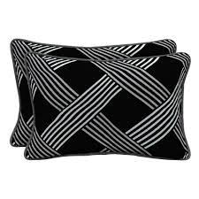 Geometric square black and white gray pillow cover sofa seat lumbar pillowcase. Hampton Bay Black Lattice Lumbar Outdoor Throw Pillow 2 Pack Tj2w121a D9d2 The Home Depot