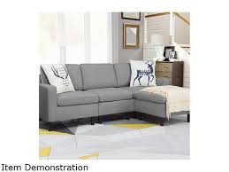 Built on a solid and engineered wood frame, the set has tapered block legs, with square track arms on the sofa. Living Room Indoor Sleeper With Ottoman Set For Small Space Pretzi Convertible Sectional Small Sofa With Reversible Chaise Beige L Shape 3 Seater Sofa Couch With Modern Linen Fabric Sofas Couches Radom Home