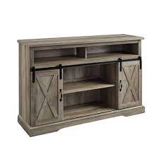 Choose from simple metal stands to traditional cabinets with storage space. Farmhouse Sliding Barndoor Highboy Tv Stand For Tvs Up To 58 Saracina Home Target