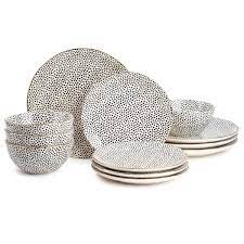 Thyme Table Dinnerware Black White Medallion Stoneware 12 Piece Set Walmart Com Black Dinnerware Dinnerware Dinnerware Set
