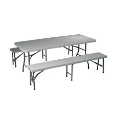 Lifetime fold in half light commercial table 4' 80465. Office Star Products 3 Piece Grey Folding Table Bench Set Qt3965 The Home Depot