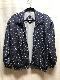 All Over Star Pattern Silk Bomber Jacket Boardwalk Vintage