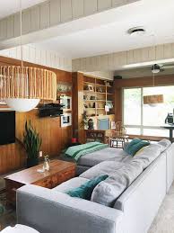 Cozy Collected Mid Century Modern Den Embracing Dated Original Wood Paneling Retro Den Vintage Furniture And Homewares Wood Paneling Living Room Home Wood Paneling