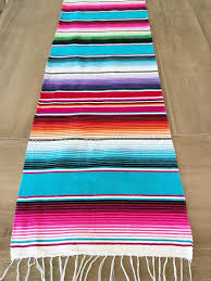 Mexican Blanket Serape Table Runner Southwestern Turquoise Etsy Mexican Table Runner Mexican Blanket Mexican Rug