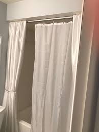 How To Make A Beautiful Shower Curtains Ceiling Tracks For Your Shower And Bath Diy With Images Shower Curtain With Valance