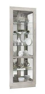 Gray & white corner hutch. Ivy Bronx Yuriko Asymmetrical 2 Door Lighted Corner Curio Cabinet Reviews Wayfair