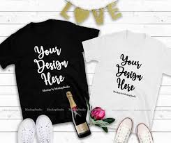 Download Couple Two T Shirts Mockup Valentine Shirt Mock Up His And Her Gildan 64000 Flat Lay Matching Boyfriend Girlfriend Engagement Tees Shirt Mockup Black White T Shirts How To Make Logo