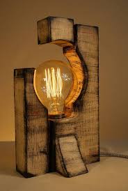 Handmade Rustic Wooden Table Lamp Edison Bulb Free Gift Wood Lamp Design Wooden Lamps Design Wooden Lamp