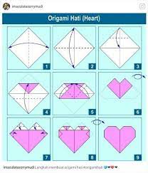 Proses membuat origami sepatu membuat model origami sepatu dimulai dengan lipatan dasar diamond, langkahlangkahnya dapat di perhatikan di gambar dibawah ini : O Xrhsths Ykakiwecare Sto Twitter Cara Bikin Origami Hati Origamihatikami Yuk Ikutan Cek Tl Ykakiwecare Ya