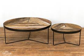 Bespoke multi coloured old boat wood style round coastal coffee table 61 cm dia. Coffee Table Made From Reclaimed Boatwood