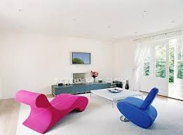 Minimalist Living Room With Colourful Furniture Minimalist Living Room Modern Furniture Living Room Funky Living Rooms