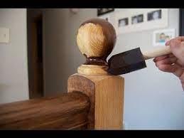 How To Refinish Wood Hand Railing Staining Stair Spindles Staining Stairs Oak Stairs Stair Railing