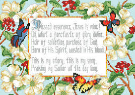 Cute cross stitch pdf pattern. Kooler Design Studio Blessed Assurance Christian Hymn Cross Stitch Pattern 123stitch