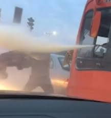 Road Rage Clash Sees Motorist Swing A Safety Chair At Bus