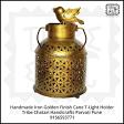 Handmade Iron Golden Finish Cane T-Light Holder