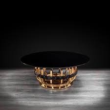 Round tables are easy to move around while square tables pair well with sectionals. Milano Round Glass Top Coffee Table Gold Roberto Grassie