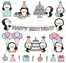 Niedliche Pinguine Geburtstag Vektor Cliparts Weihnachten Clipart Geburtstag Clipart Pinguin Geburtstag