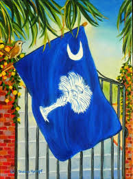 Sorth Carolina Art Print Of Sc State Flag Wren And Jessamine South Carolina A State Of Art Print South Carolina Art Stretched Canvas Prints Southern Art