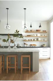 Open Kitchen Shelves Industrial Pendant Lights Hardwood Floors Floating Innenarchi Scandinavian Kitchen Design Interior Design Kitchen Home Kitchens