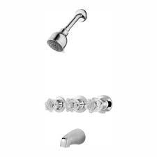 It shot off the wall and water constantly pours out where the handles go. Triple Handle Bathtub Shower Faucet Combos Bathtub Faucets The Home Depot