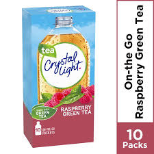 Walmart Grocery Crystal Light Raspberry Green Tea On The Go Powdered Drink Mix 10 Ct 0 09 Oz Packets
