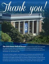 2016 Honor Roll of Donors : University of Memphis by University of Memphis 