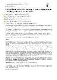 Pdf Online Versus Classroom Learning In Pharmacy Education Students Preference And Readiness