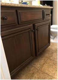 I ended up using three coats to achieve the dark brown/espresso look. Brown Mahogany Gel Stain Kitchen Cabinets 2021 In 2021 Gel Stain Kitchen Cabinets Stained Kitchen Cabinets New Kitchen Cabinets