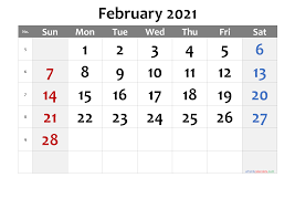 Printable february 2021 calendar templates. Printable February 2021 Calendar With Week Numbers Calendarex Com