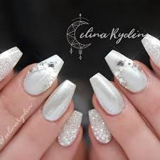 Matte black nails and black glitter accent ones for parties. Coffin Nails With Glitter And Rhinestones Nail And Manicure Trends