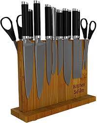 Check spelling or type a new query. Amazon Com Kitchen Seven Knife Block Magnetic Knife Holder With 18 Powerful Magnetic Boards 100 Pure Bamboo Large Capacity Knife Organizer Block Double Side Strongly Magnetic Kitchen Utensil Display Stand Home Kitchen
