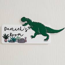 Bedroom door name signs nz. Personalised Dinosaur Bedroom Door Sign Plaque By Funky Laser Notonthehighstreet Com