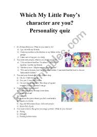 Jul 12, 2021 · ultimate my little pony quiz. Which My Little Pony S Character Are You Personality Quiz Esl Worksheet By Szwedama