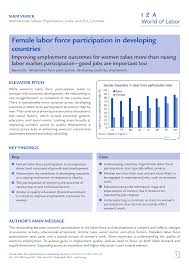 Wao said respondents were required to be active in the workforce within the last five years to participate in. Pdf Female Labor Force Participation In Developing Countries