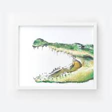 Alligator Nursery Art Crocodile Nursery Art Watercolor Painting Alligator Print Baby Boy Room Crocodile Jungle Safari Peinture Dessin