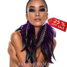 Feather Ring Leather Feather Earrings With Dangling Red And Gold Peacock  Peacock Earrings