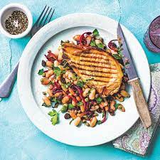 Pork Chops With Caponata Style Beans Healthy Recipe Ww Uk Recipe Caponata Recipes Healthy Recipes