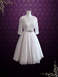 Vintage bohemian wedding dress is more than just a sense of charm, but also a flattering silhouette. Vintage Tea Length Pleated Lace Wedding Dress With Sleeves Christina