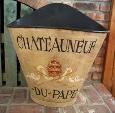 French Grape Harvest Bucket Hotte Hod Chateauneuf Du Grape Harvesting Grapes Metal Bucket