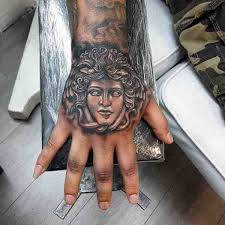 Guys Medusa Hand Tattoos With Shading Ink Medusa Tattoo Hand Tattoos Medusa Tattoo Design