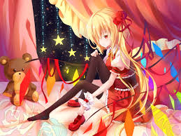 Search, discover and share your favorite anime cute eyes gifs. Touhou Bokeh Blonde Hair Flandre Scarlet Red Eyes Ribbons Teddy Bear Thighhighs Touhou Transistor Wings Wallpaper 2560x1920 126433 Wallpaperup