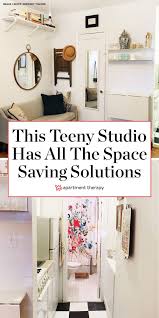 A Teeny 225 Square Foot Studio Has All The Small Space Saving Solutions Space Saving Apartment Space Saving Space Saving Solutions