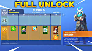 The fortnite battle pass is a way to earn over 100 exclusive rewards like skins, pickaxes, emotes, and more. Buying All 100 Tiers Season 5 Battle Pass All Items Unlocked Fortnite Battle Royale Youtube